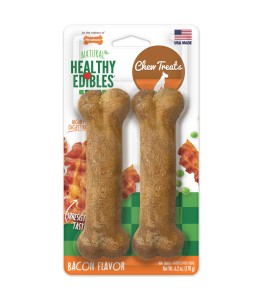 Nylabone Healthy Edibles Longer Lasting Bacon 2Ct Card Wolf Edible Treats