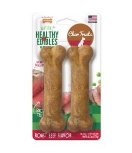 Nylabone Healthy Edibles Longer Lasting Roast Beef 2Ct Card Wolf Edible Treats