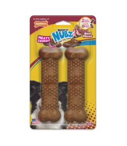 Nylabone Nubz Beef With Meaty Center 2Ct Card (In Shelf Tray)  (April 2023)  Large Edible Treats