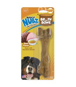 Nylabone Nubz Ham With Bone Broth 1Ct Card (In Shelf Tray) Giant Edible Treats