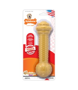 Nylabone Power Chew Barbell, Peanut Butter Giant/Souper Nylon Chews