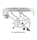 Operation Table 304 Stainless Steel, With Moveable Grid, With Foot Controller, With Waste Bin Length 120 Cms X Width 60 Cms X Height 58-100 Cms