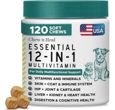 Chew + Heal Essential 12-in-1 Multivitamin Soft Chews for Dogs 120 soft chews