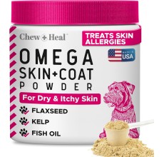 Chew + Heal Omega Skin + Coat with Flaxseed, Kelp & Omegas Powder Supplement for Dogs (5.4 oz)