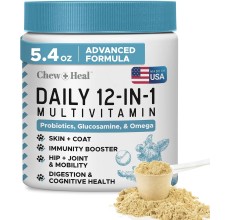 Chew + Heal Daily 12-in-1 Multivitamin, Multifunctional Wellness Powder Supplement for Dogs 5.4 Oz