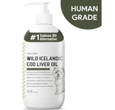 Wild-Caught Cod Liver Oil Salmon Oil Alternative Skin & Coat Liquid Supplement for Dogs - 16 oz