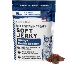 Chew + Heal Limited Ingredient Wild Alaskan Salmon Multivitamin Soft Jerky Dog Treats, 5-oz