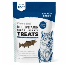 Chew + Heal Limited Ingredient Wild Alaskan Salmon Multivitamin Soft Jerky Dog Treats, 12-oz