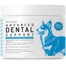 Chew + Heal Advanced Dental Support Powder with 6 Active Ingredients Dental Supplement for Dogs 4 oz