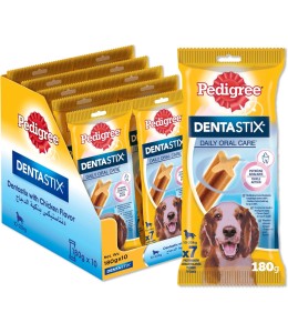 Pedigree Dentastix Daily Adult Medium Dog Treats 3 x Dental Sticks 77g - Pack of 10