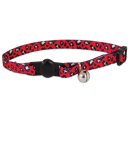 Petmate Aspen Pet Breakaway Fashion Collar 3/8Inc X 8-12Inc Sub Leopard Red