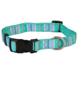 PETMATE ASPEN PET DOG COLLAR 3/4incX14-20inc TEAL STRIPE