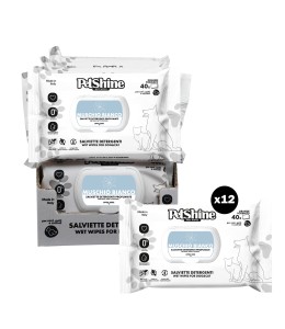 Petshine wet wipes for dogs and cats 40 Units 30x20 cm - white musk Pack of 12