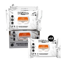 Petshine wet wipes for dogs and cats 40 Units 30x20 cm - jojoba and avena Pack of 12