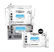 Petshine wet wipes for dogs and cats 40 Units 30x20 cm - fresh water Pack of 12