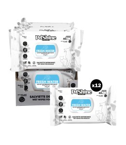 Petshine wet wipes for dogs and cats 40 Units 30x20 cm - fresh water Pack of 12