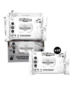 Petshine wet wipes for dogs and cats 40 Units 30x20 cm - cotton flower Pack of 12