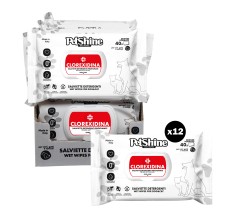Petshine wet wipes for dogs and cats 40 Units 30x20 cm - clorexidina Pack of 12