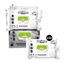 Petshine wet wipes for dogs and cats 40 Units 30x20 cm - aloe Pack of 12