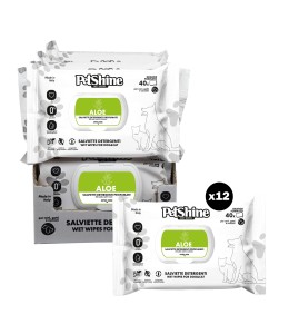 Petshine wet wipes for dogs and cats 40 Units 30x20 cm - aloe Pack of 12