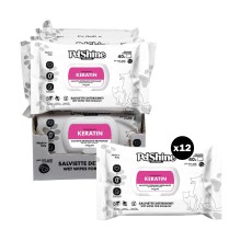 Petshine wet wipes for dogs and cats 40 Units 30x20 cm - keratin Pack of 12