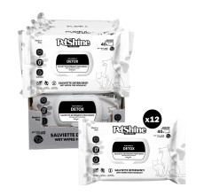 Petshine wet wipes for dogs and cats 40 Units 30x20 cm - detox Pack of 12