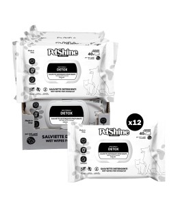 Petshine wet wipes for dogs and cats 40 Units 30x20 cm - detox Pack of 12