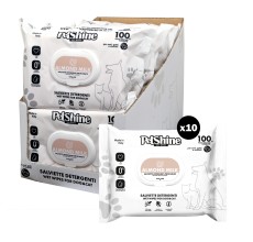 Petshine wet wipes for dogs and cats 100 Units 30x20 cm - almond milk Pack of 10
