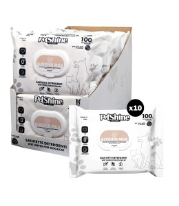 Petshine wet wipes for dogs and cats 100 Units 30x20 cm - almond milk Pack of 10