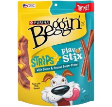 Purina Beggin Stripes + Flavour Stix with Bacon and Peanut Butter Flavour Dog Treats 170g - 6 oz.