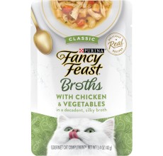 Purina Fancy Feast Broths Classic Cat Wet Food Chicken and Vegetables 40g - Pack of 12