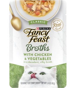 Purina Fancy Feast Broths Classic Cat Wet Food Chicken and Vegetables 40g - Pack of 12