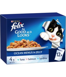 Purina Felix As Good As It Looks Cat Wet Food Ocean Menu in Jelly 85g Pack of 12