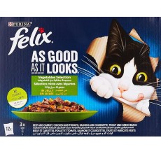Purina Felix As Good As It Looks Cat Wet Food Vegetable Selection in Jelly Beef and Carrot 85g Pack of 12