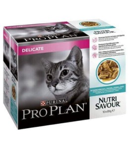 Purina Pro Plan Delicate Wet Cat Food Ocean Fish In Gravy Multipack -10 X 85g