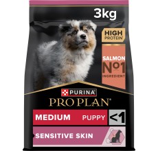 Purina Pro Plan Medium Puppy Sensitive Skin, Dry Dog Food with Salmon, 3kg