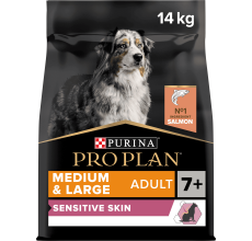 Purina Pro Plan Sensitive Skin Medium and Large Senior 7+, Dry Dog food with Salmon, 14 kg
