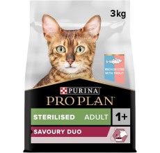 Purina Pro Plan Sterilised Adult Savory Duo Dry Cat Food with Cod and Trout 3 kg