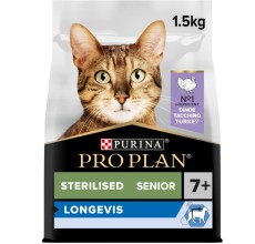 Purina Pro Plan Sterilised Senior 7+ Longevis Dry Cat Food with Turkey, 1.5 kg