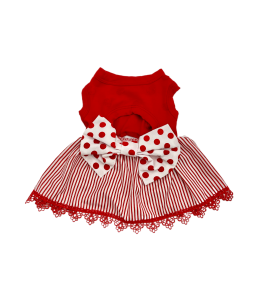 Polka Dots Bow Dress Red (Extra Large)