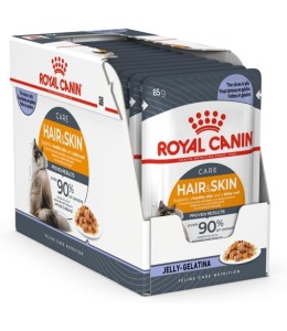 Royal Canin Feline Care Nutrition Hair & Skin Jelly (Wet Food - Pouch) 85g Pack of 12