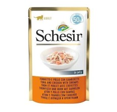 Schesir Cat Pouch-Wet Food Tuna with Chicken with Shrimps 50g