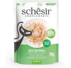Schesir Complements Cat Wet Food in Jelly Pouch- Chicken With Seabass 70g