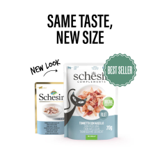 Schesir Complements Cat Wet Food  in Jelly Pouch- Tuna With Hake 70g