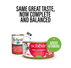 Schesir Complete & Balanced Nutrition Wet Cat Food in Jelly Can- Tuna With Shrimp 140g