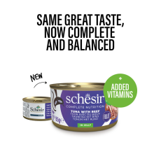 Schesir Complete & Balanced Nutrition Wet Cat Food in Jelly Can- Tuna With Beef 85g