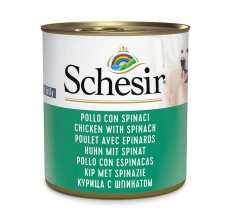 Schesir Dog Wet Food in Jelly Can-Chicken With Spinach 285g