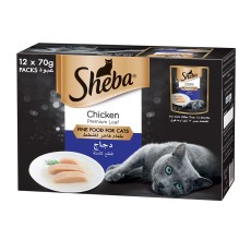 Sheba Fine Wet Cat Food Pouch Chicken Premium Loaf 12X70G