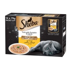 Sheba Fine Wet Cat Food Pouch Tuna with Pumpkin & Carrot in Gravy 12X70G