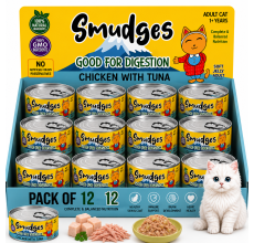 Smudges Adult Cat Chicken Flakes with Tuna In Soft Jelly 80g Pack of 12